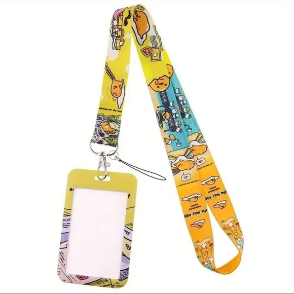 NWT Sanrio Gudetama Lazy Egg Neck Lanyard with ID Badge Holder Keychain - Picture 2 of 6